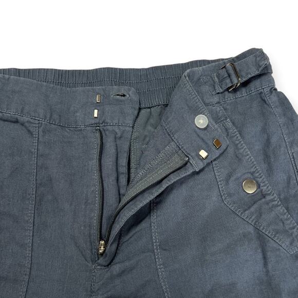 Athleta Voyager Linen Pant High Rise SIZE 8 Granite Blue Adjustable Waist Pocket - Picture 8 of 9